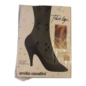 emilio cavallini 80s Vintage Black Starcluster Pantyhose Sz Long